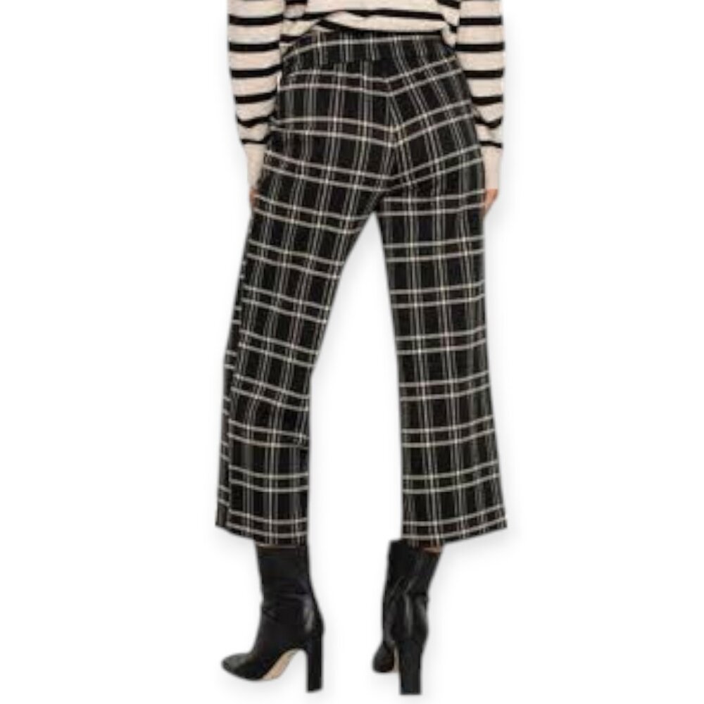 Liverpool Mabel‎ Plaid XS Black Cropped Wide Leg Pull On Office Pants